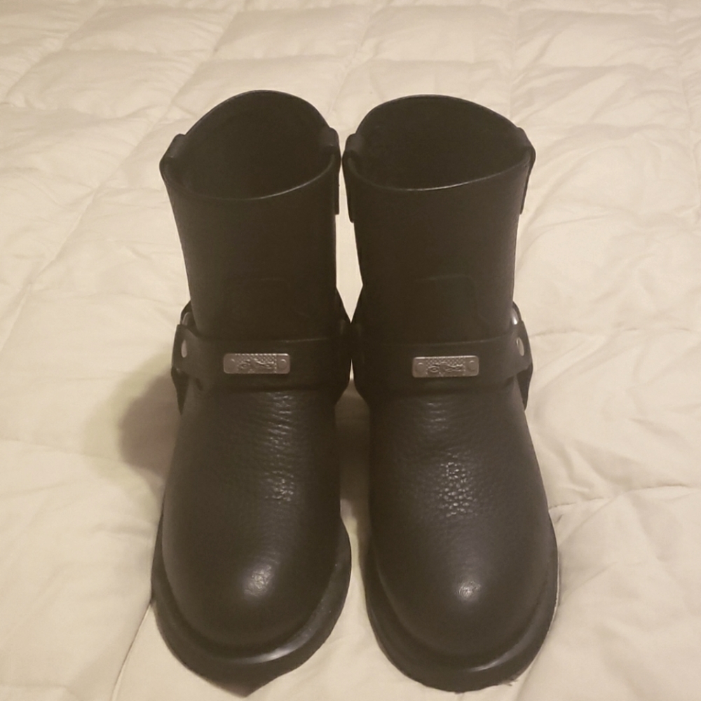 New Leather Shortie Harness style Motorcycle Boots